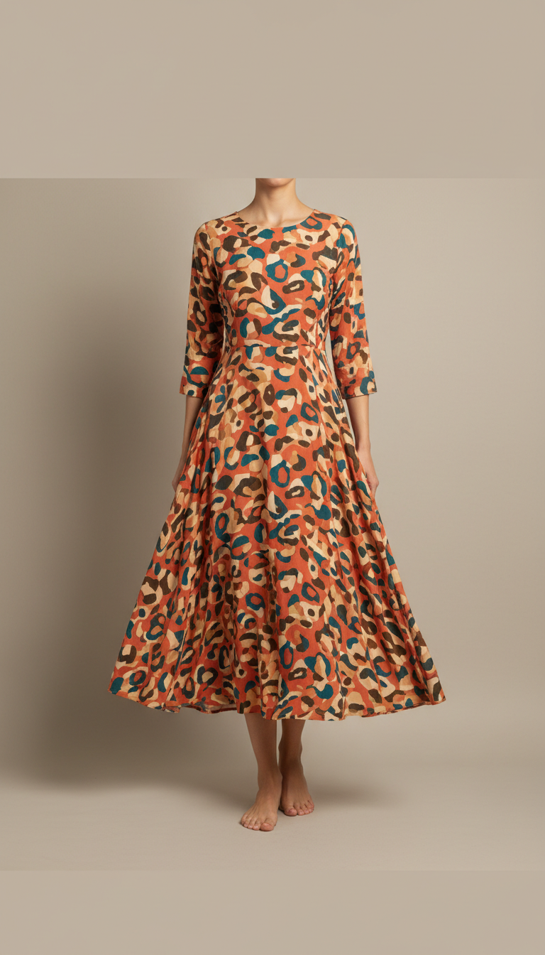 Tangerine Spice Midi Dress
