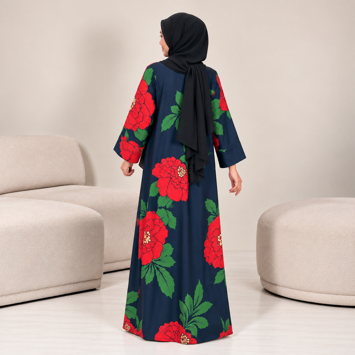 ROSSA CAFTAN BLACK PEONY