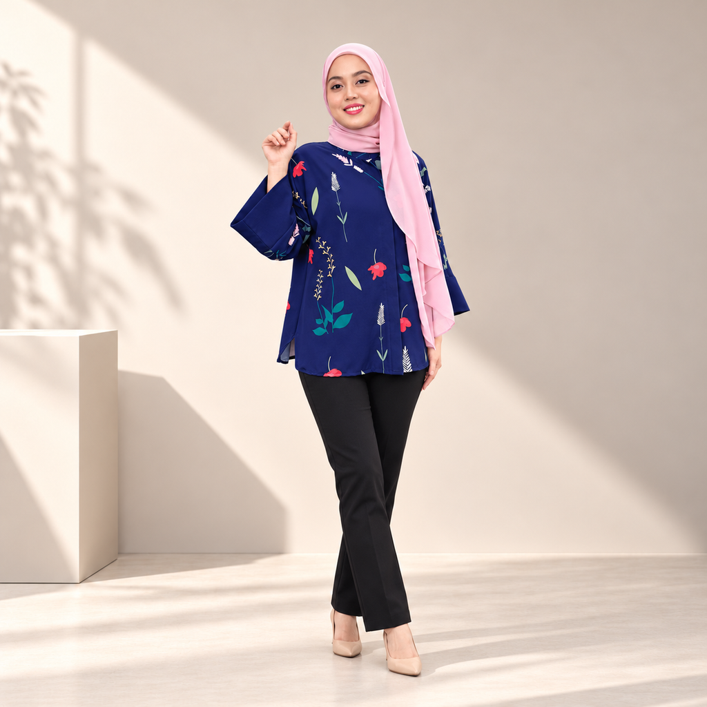 ALAYNA TOP BLUE GARDEN