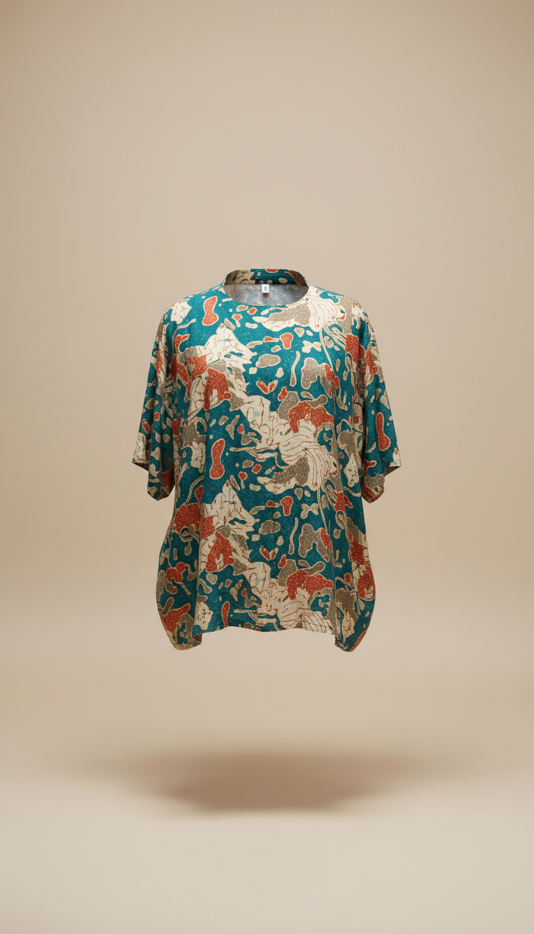 Teal Batik Relaxed Shirt