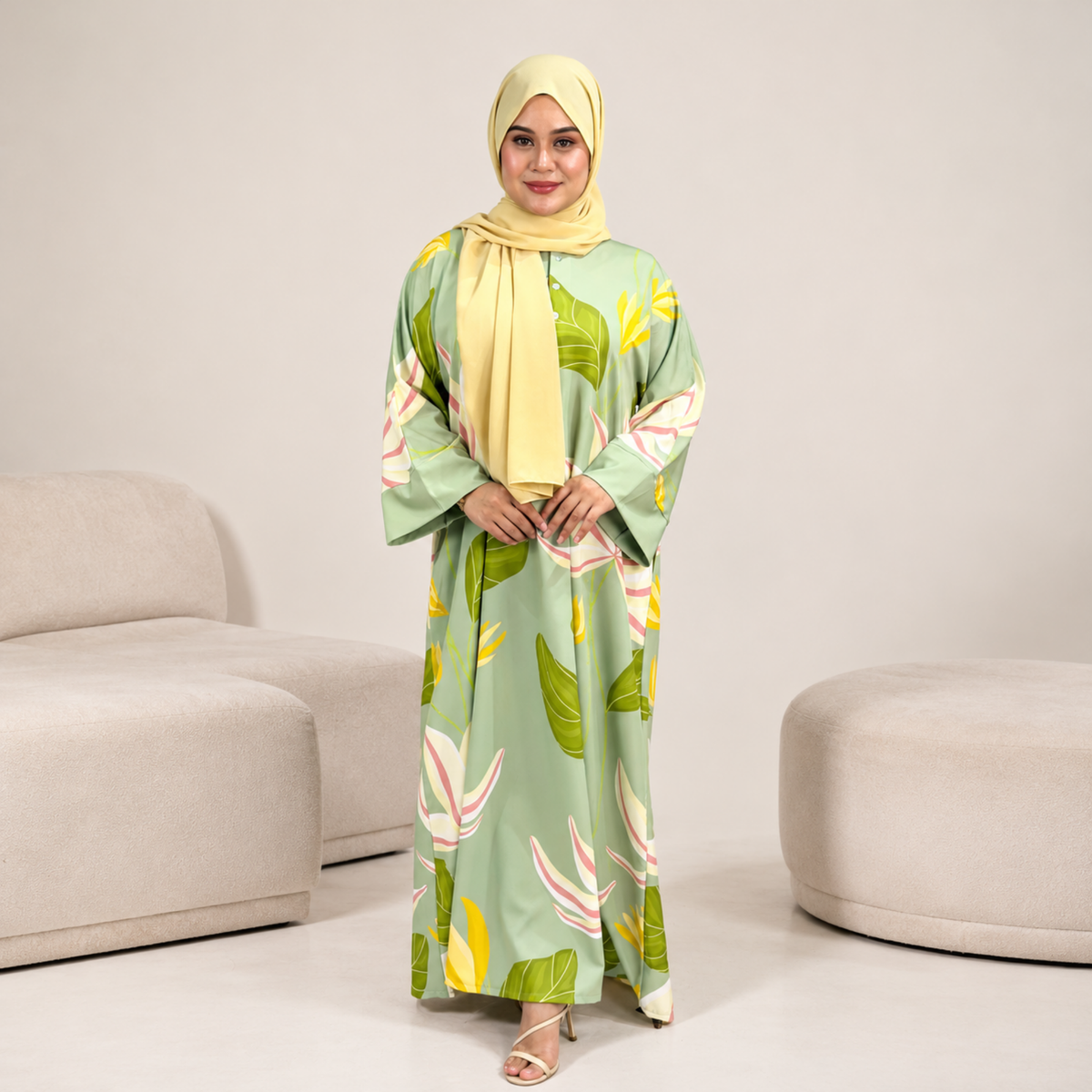 ROSSA CAFTAN GREEN LOTUS