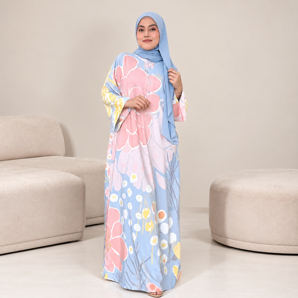 ROSSA CAFTAN GREY PEONY
