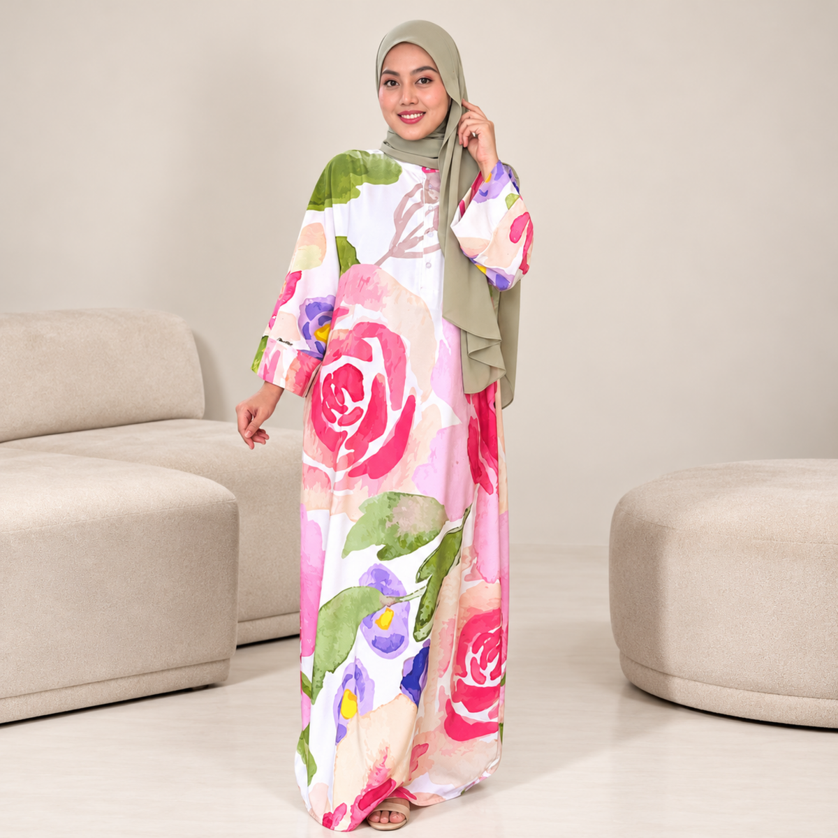 ROSSA CAFTAN WHITE ROSE